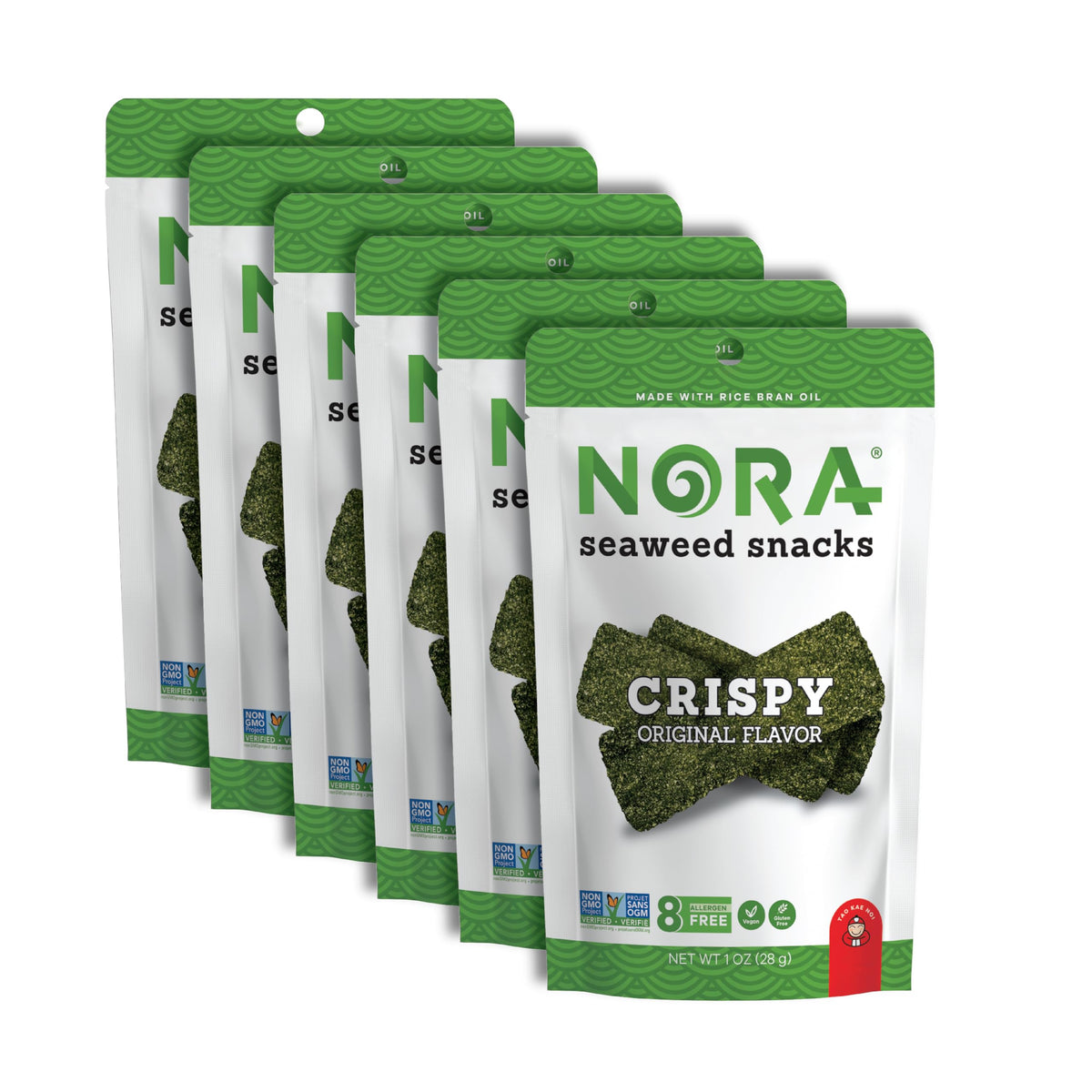 NORA Original Crispy Seaweed Chips show bold umami flavor for on-the-go snacking.
