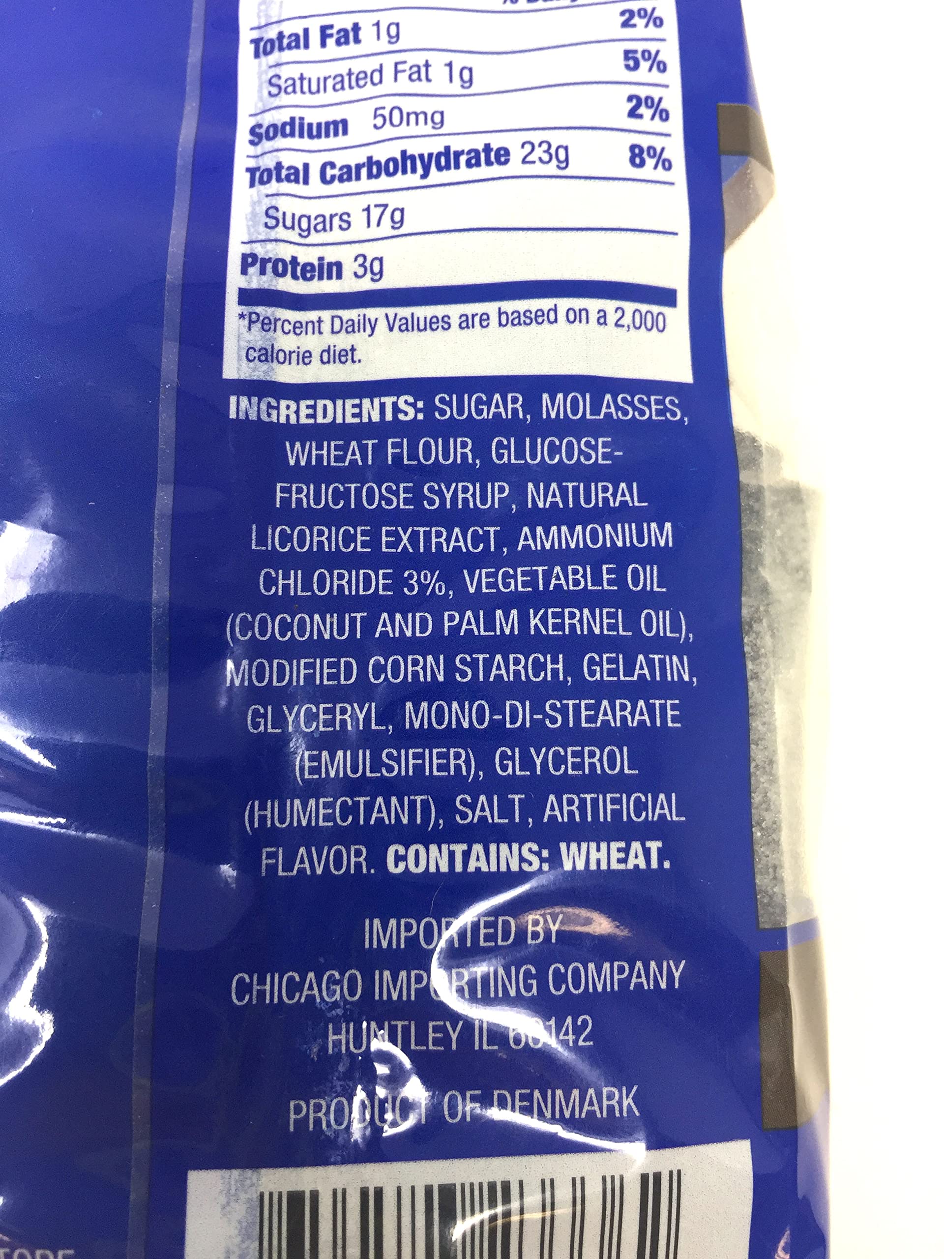 Close-up shows chewy salmiac licorice sticks with a bold salty flavor.