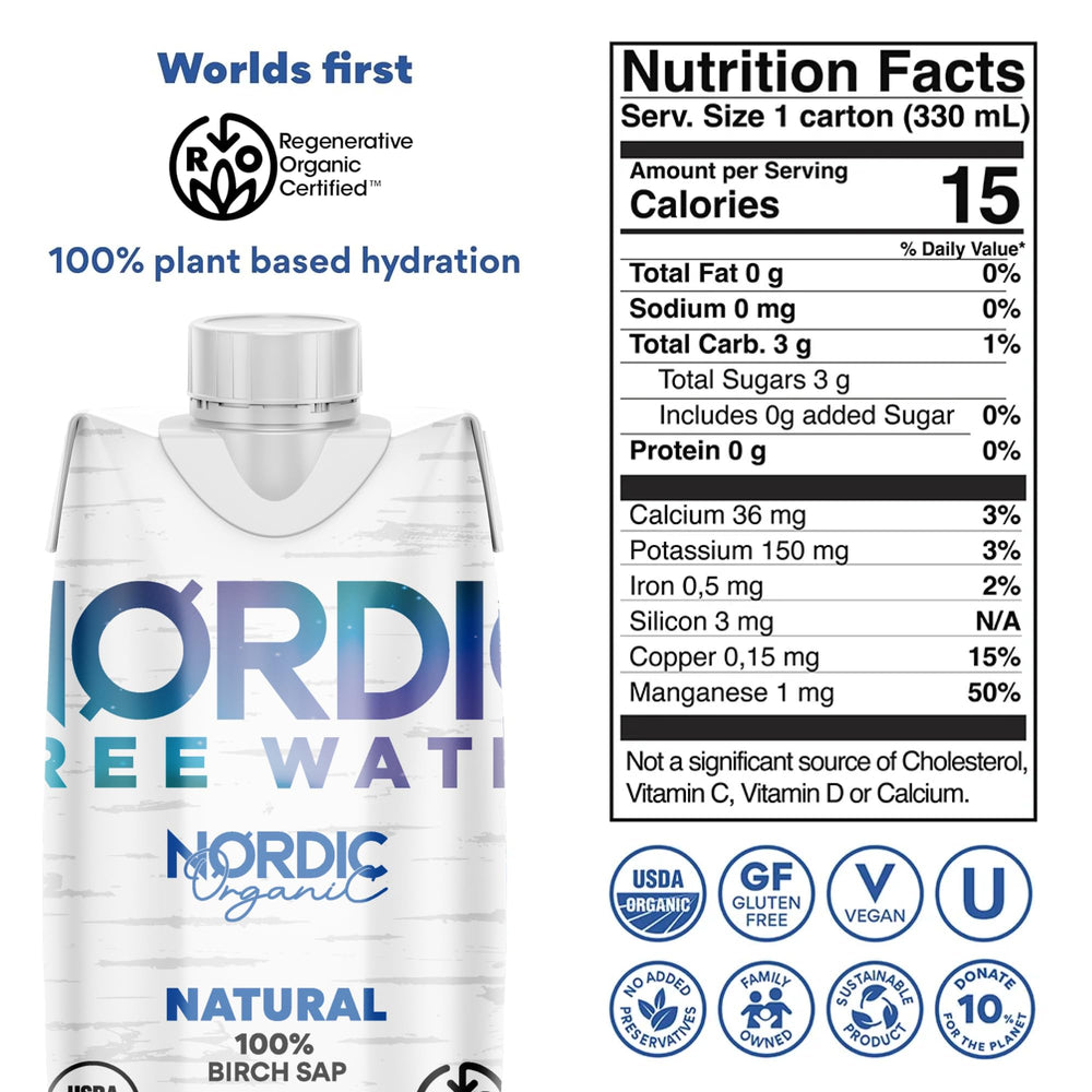 Nordic Tree Water birch sap bottle pack for convenient on-the-go hydration