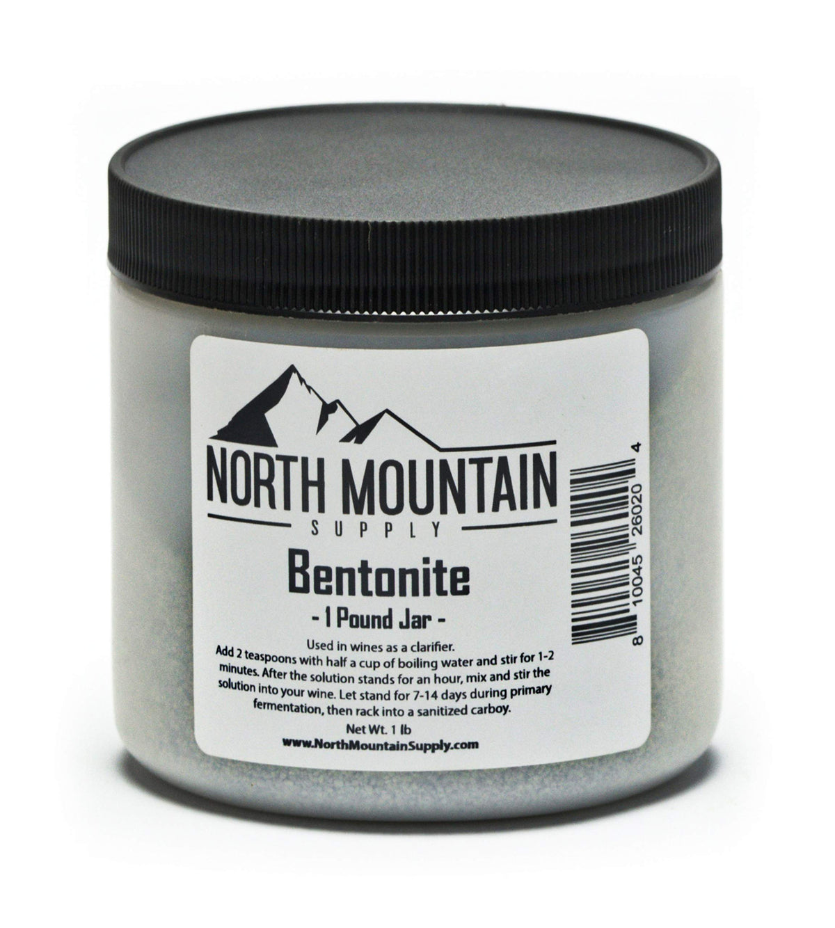 North Mountain Supply bentonite clay 1lb jar for wine clarification