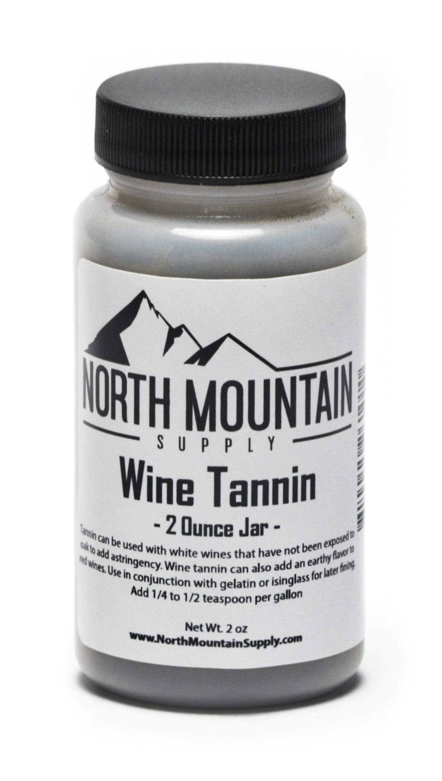 North Mountain Supply WT-2oz Wine Tannin jar with tamper-evident seal preserves aroma and freshness.