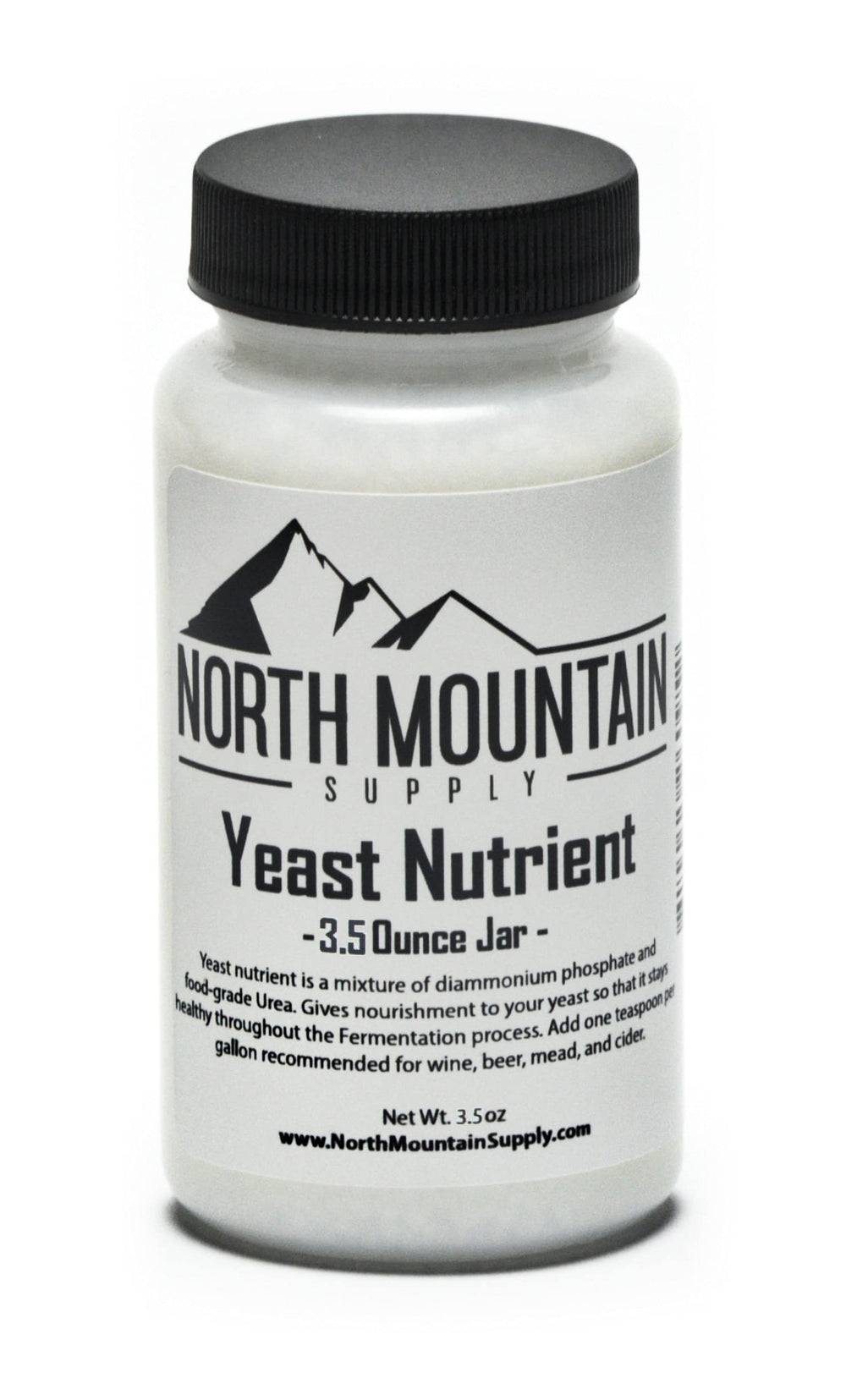 North Mountain Supply yeast nutrient jar supports healthy fermentation for wine, beer, mead, and cider.