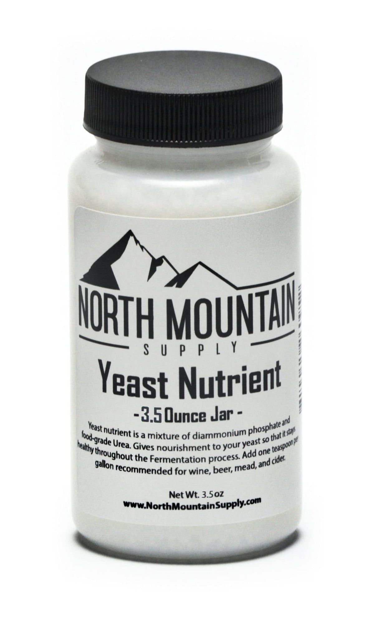 North Mountain Supply yeast nutrient jar supports healthy fermentation for wine, beer, mead, and cider.