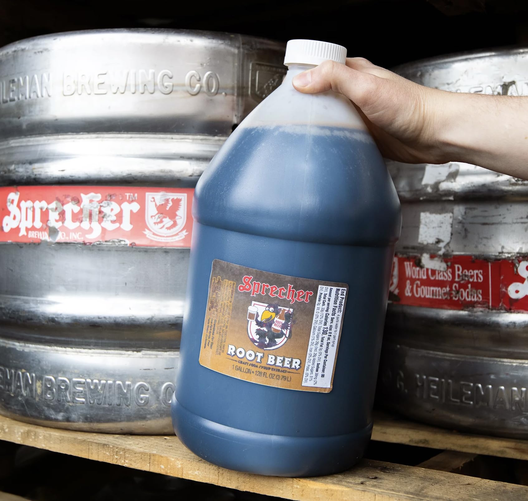 Northwestern Extract Sprecher Root Beer brew kettle scene highlighting artisanal preparation.