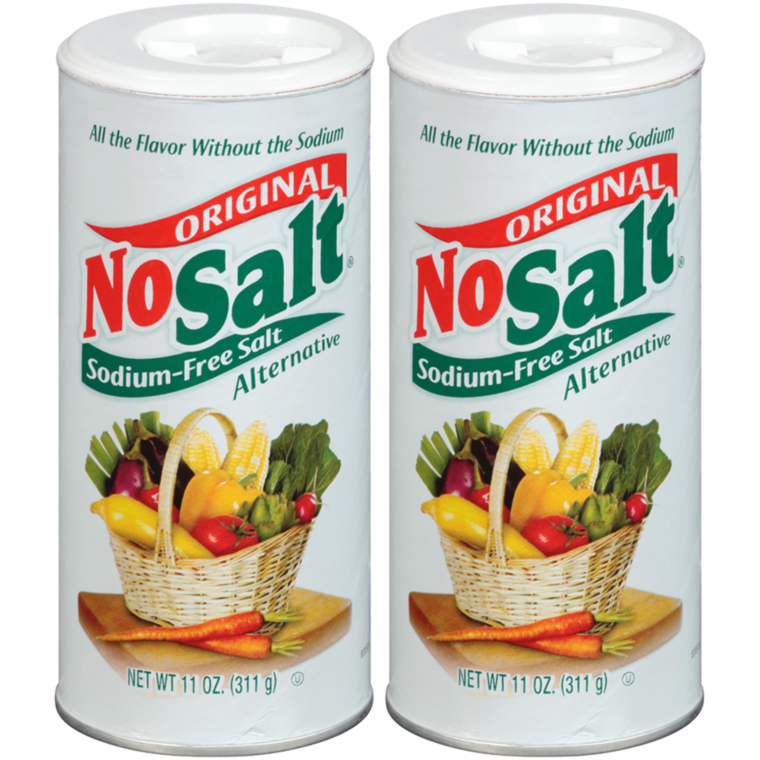NoSalt salt substitute bottle pour demonstrates sodium-free seasoning for healthier meals.