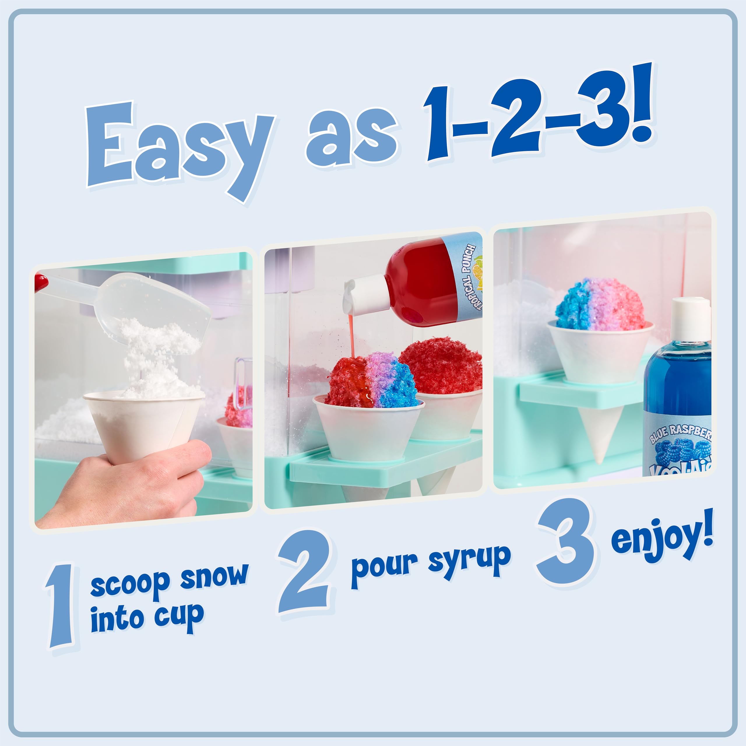 Nostalgia snow cone cups with spoon-straws for easy serving