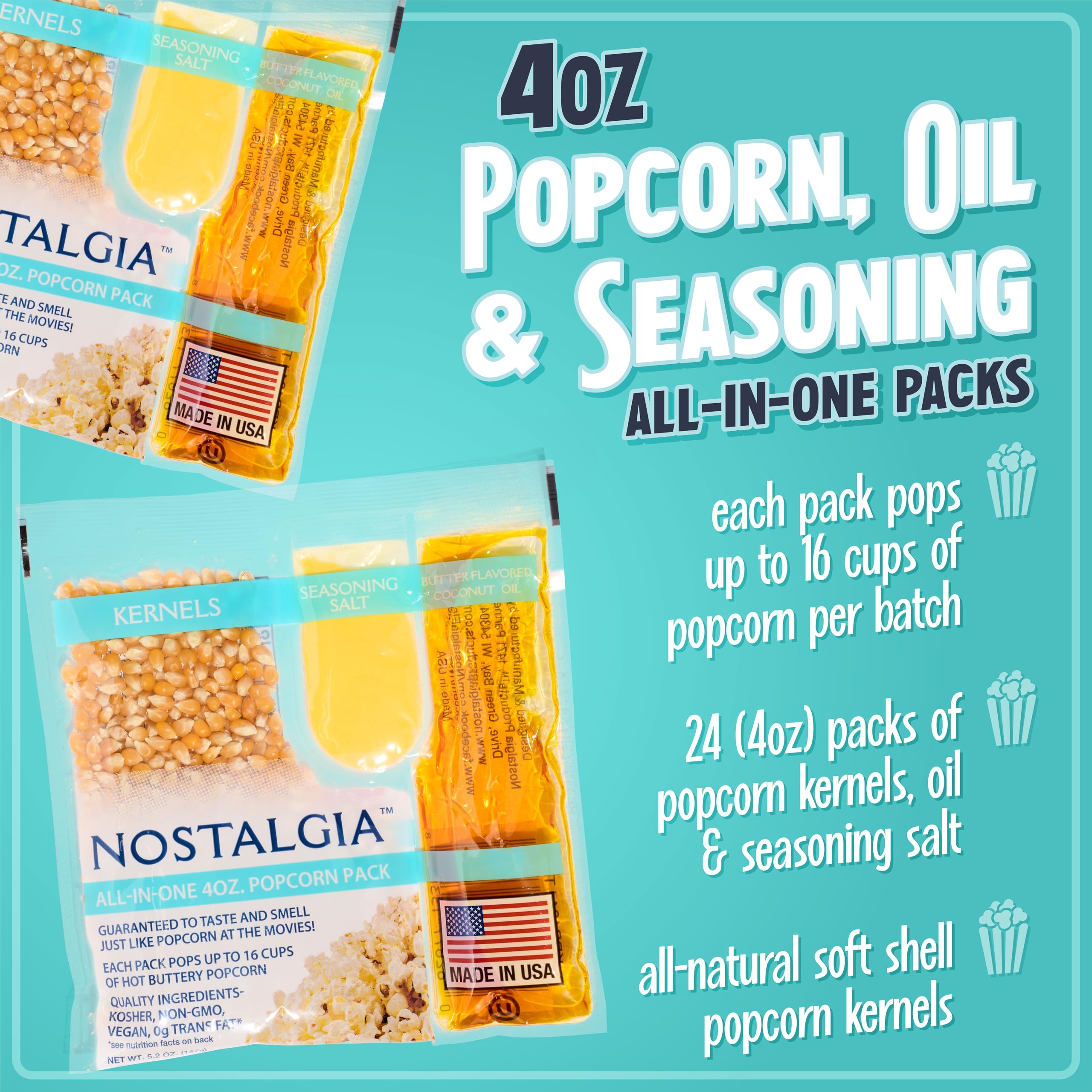 Nostalgia Theater Pack pre-portioned kernels ready to pop.