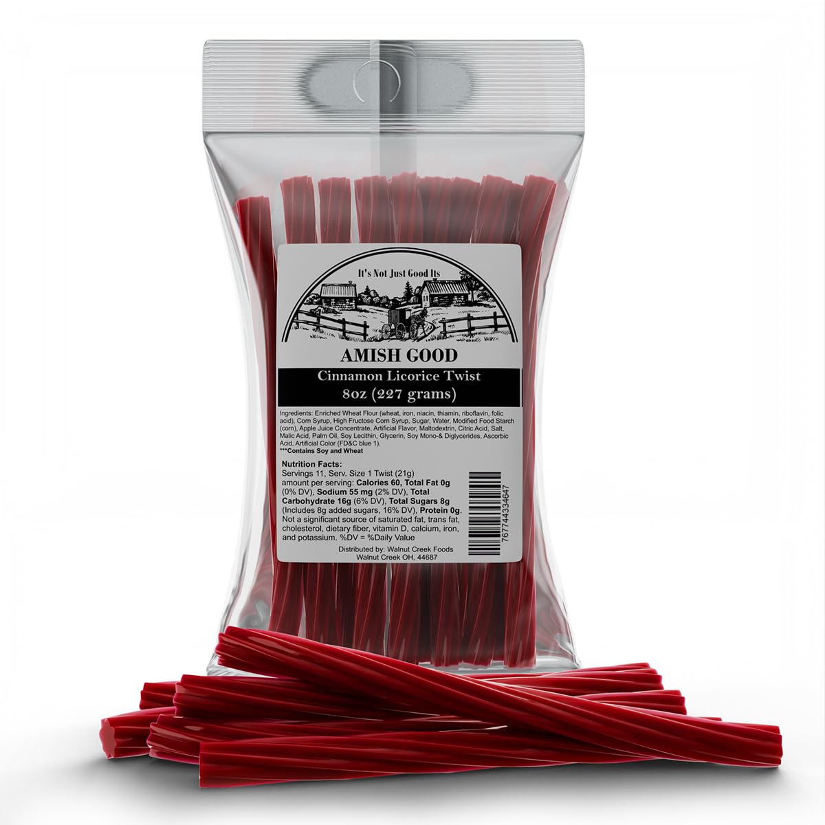 Amish Good Gourmet Licorice Twist Cinnamon packaging ready for gifting.