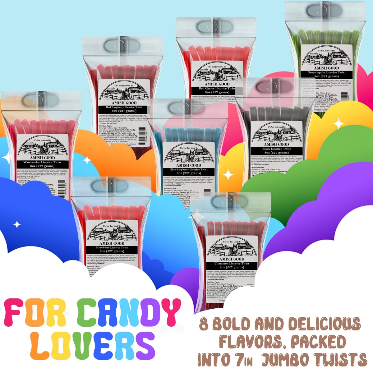 Amish Good Gourmet Licorice Twist Cinnamon vegan-friendly sweetness for snacking.