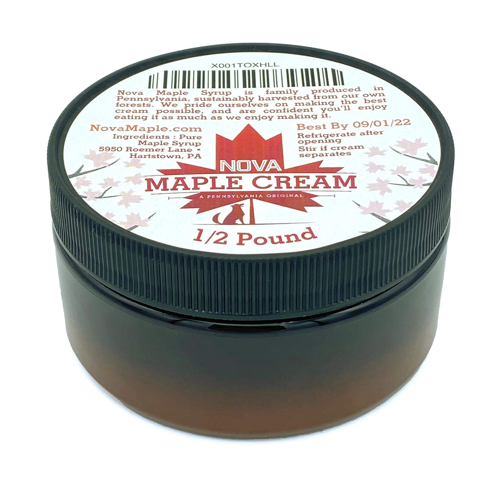 Nova Maple Cream butter spread scoop captures velvety maple butter ready to enjoy.