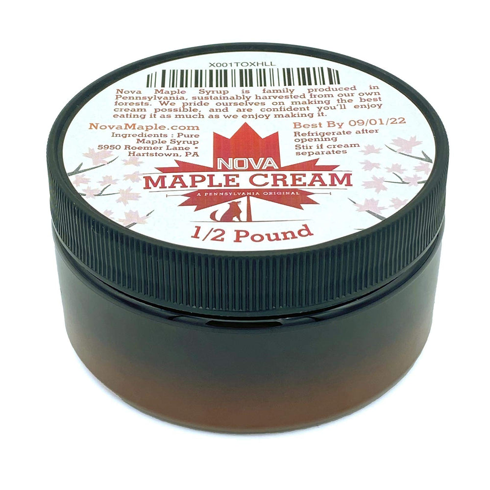 Nova Maple Cream butter spread scoop captures velvety maple butter ready to enjoy.