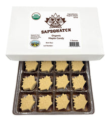 Nova Maple Syrup Sapsquatch box with 12 maple candy pieces, ideal for gifting.