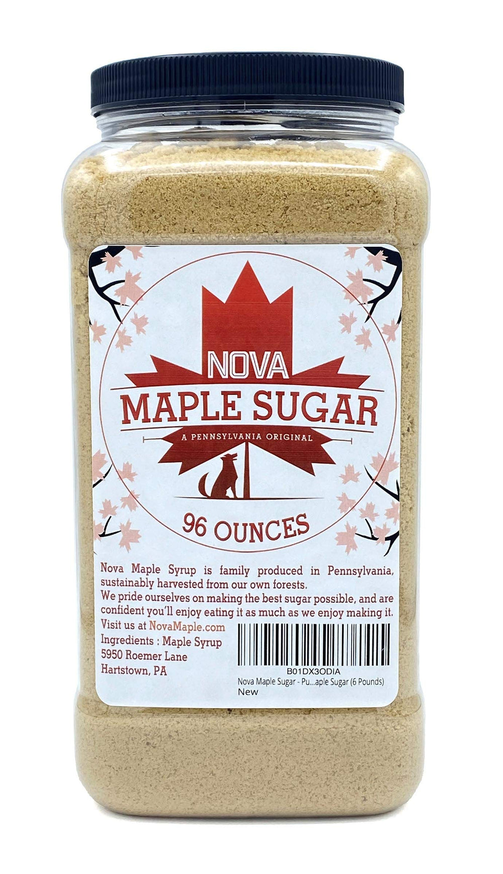 Nova Maple Sugar 6lb bag packaging, ideal for home bakers.