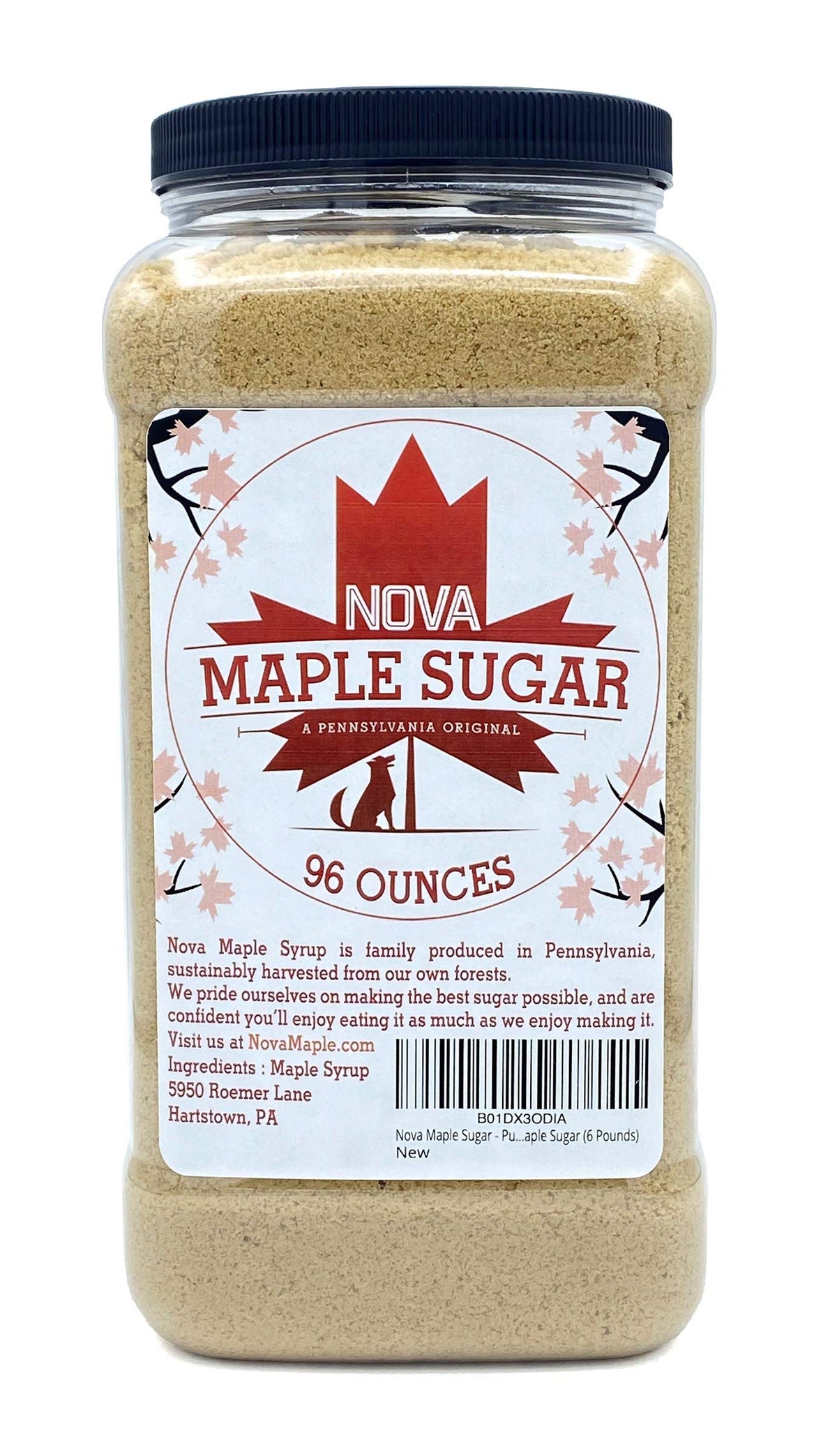 Nova Maple Sugar 6lb bag packaging, ideal for home bakers.