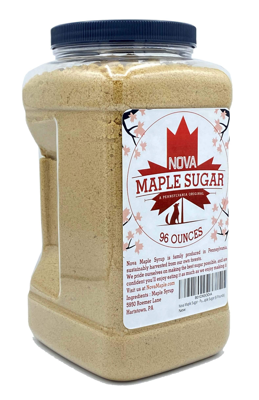 Nova Maple Sugar granules closeup reveals crystal texture for precise measurement.