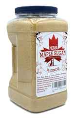 Nova Maple Sugar granules closeup reveals crystal texture for precise measurement.
