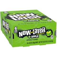Now and Later apple taffy piece shows chewy texture for on-the-go snacking.