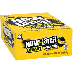 Now and Later banana bars front view of the 24-pack, ideal for on-the-go snacking.