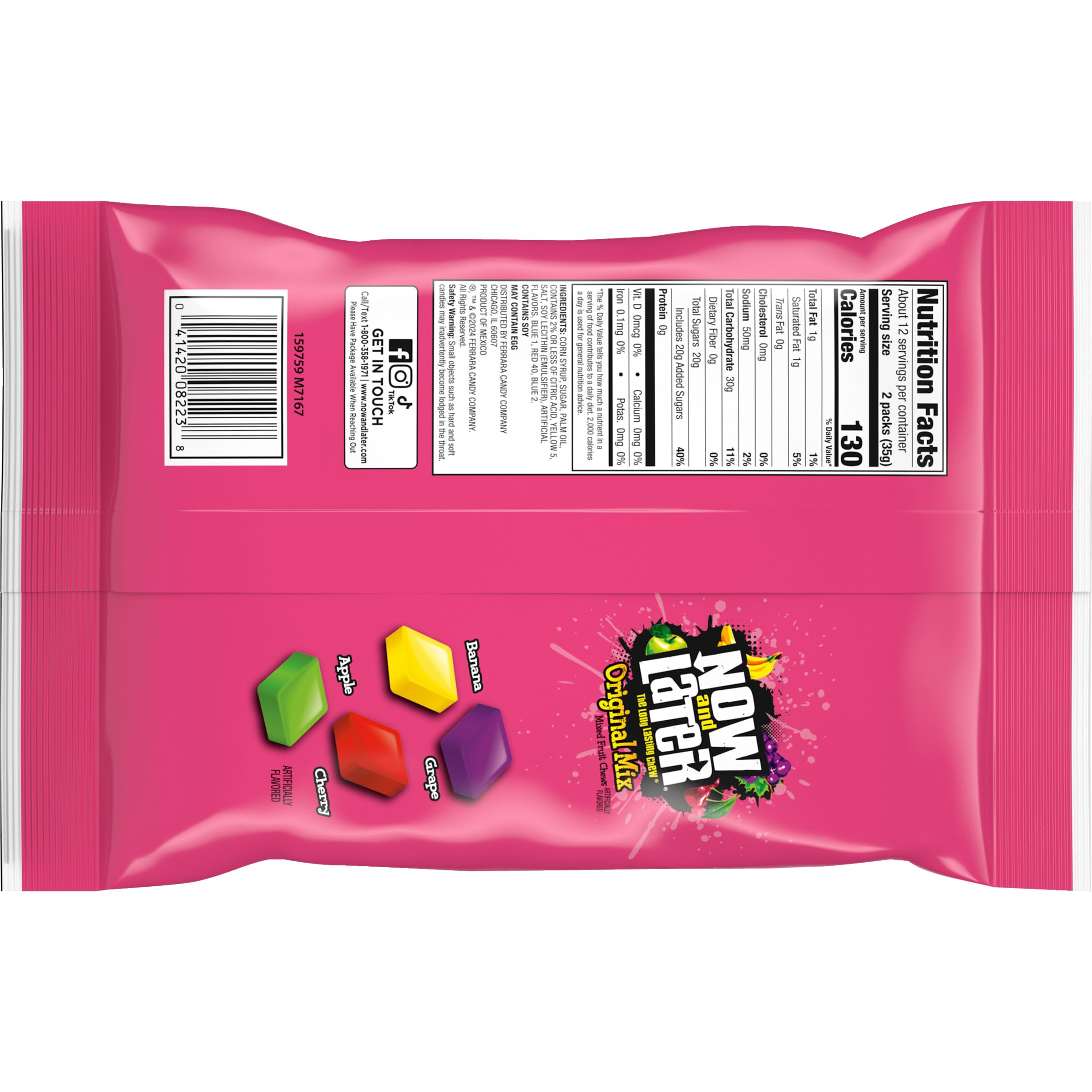 Now and Later Brooklyn heritage candy with long-lasting fruity chew.