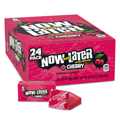 Now and Later cherry pack front, 24-pack ideal for sharing.