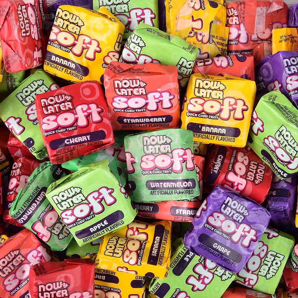 Now and Later Giant Soft Chewy Taffy Candy bulk bag emphasizes value for gatherings.