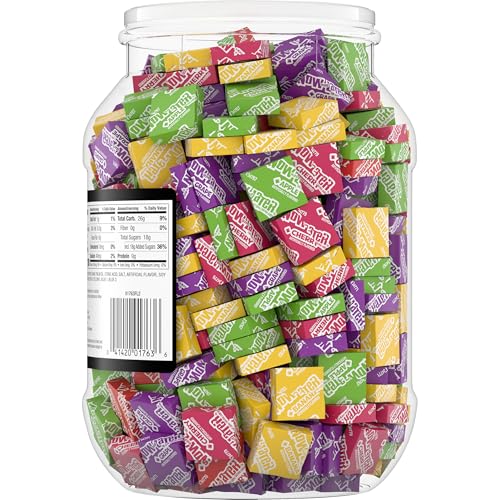 Now and Later jar close-up texture – candy softening into a chewy bite.