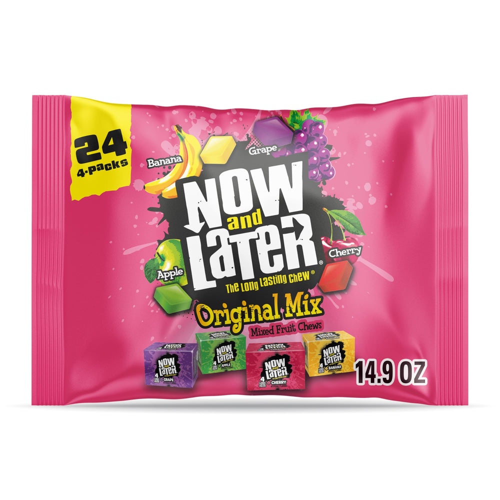 Now and Later Original Mix 24-pack with four-packs of bold fruity candies.