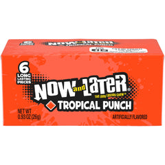 Now and Later Tropical Punch taffy 24-pack, shareable bite-sized treats for gatherings.