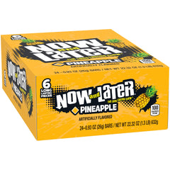 Now and Later pineapple taffy box with 24 packs for sharing.
