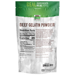 NOW Foods beef gelatin powder dissolves in cold juice for a protein boost.