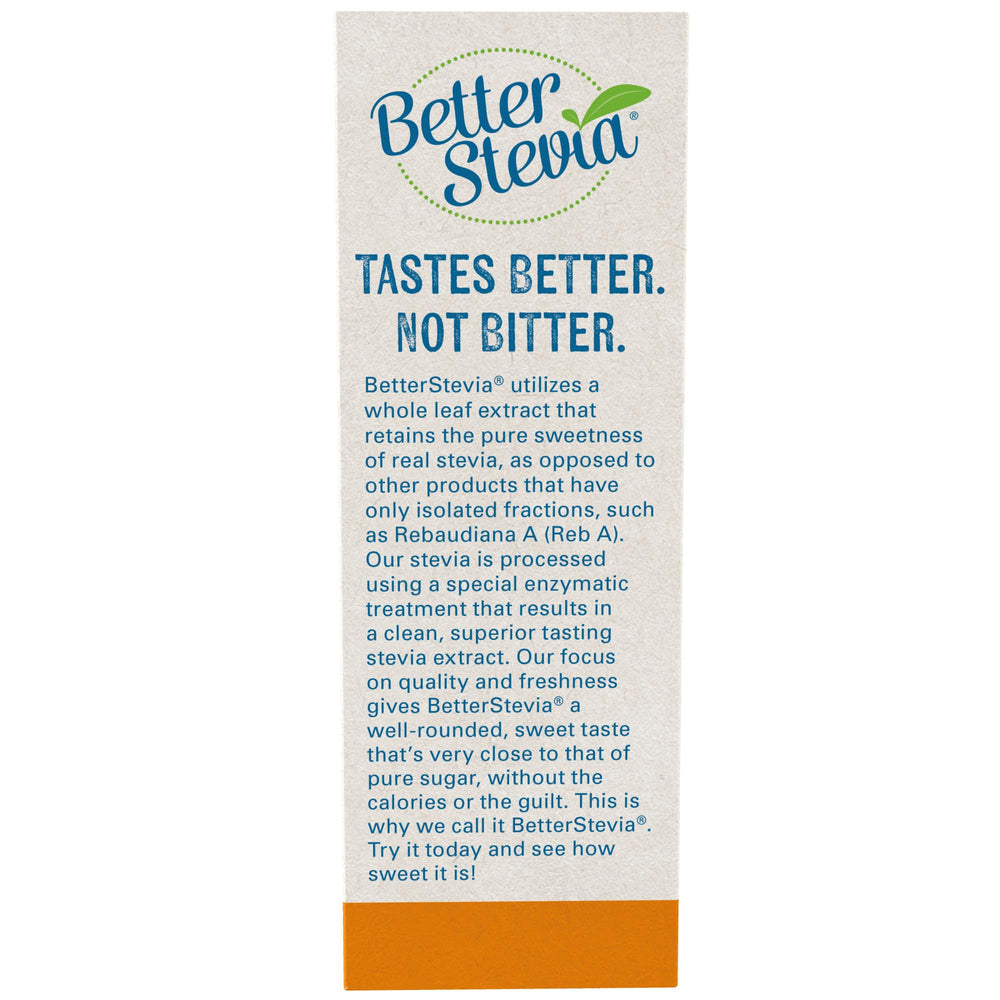 BetterStevia packets in a cup of coffee for zero calories and sugar-free sweetness.