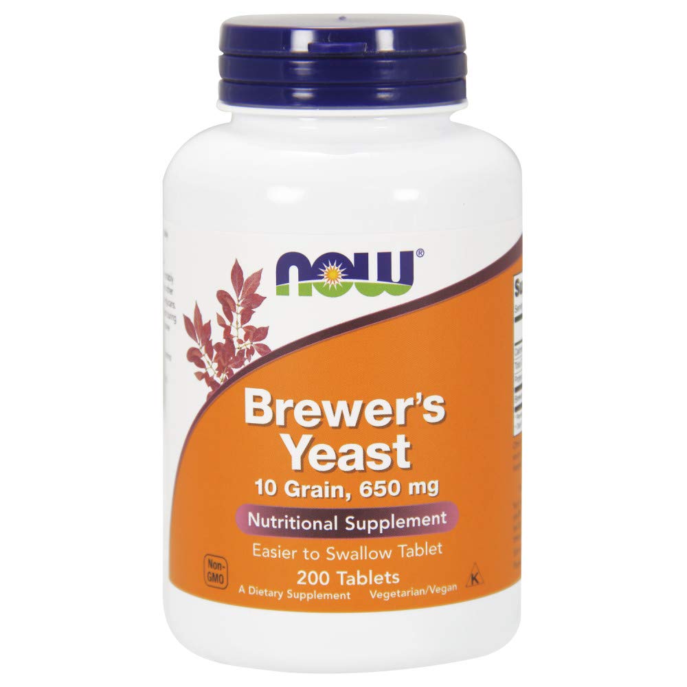 NOW Foods Brewer's Yeast bottle front view, convenient daily supplement.