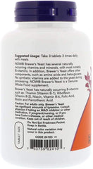 NOW Foods Brewer's Yeast tablets close-up, 650 mg per tablet for daily use.