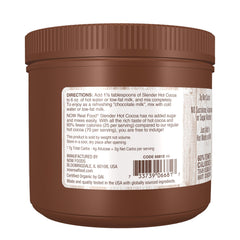 NOW Foods Cocoa Lovers Slender Hot Cocoa in a cup ready to sip with fewer calories.