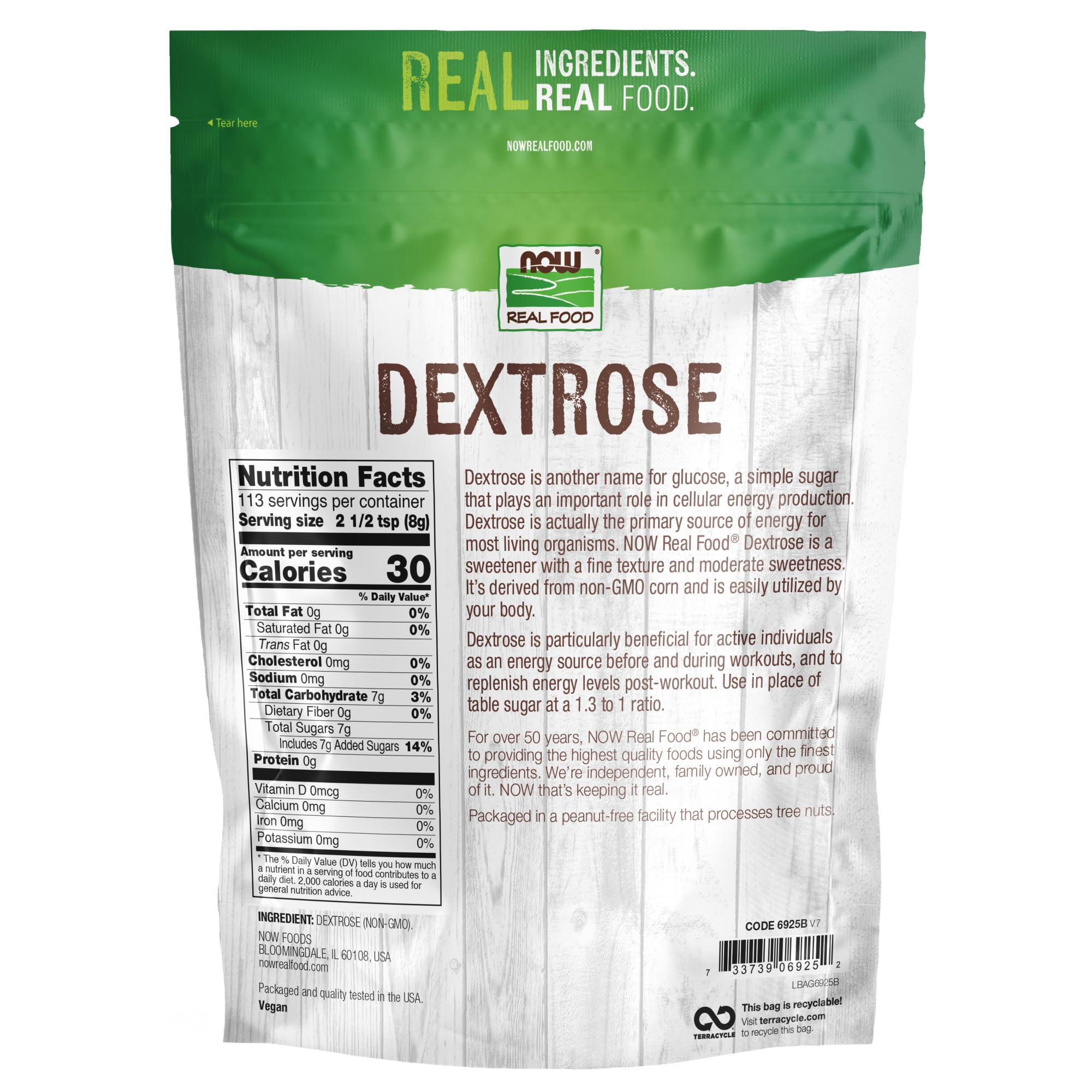 NOW Foods Dextrose fine powder ideal for baking and light sweetness