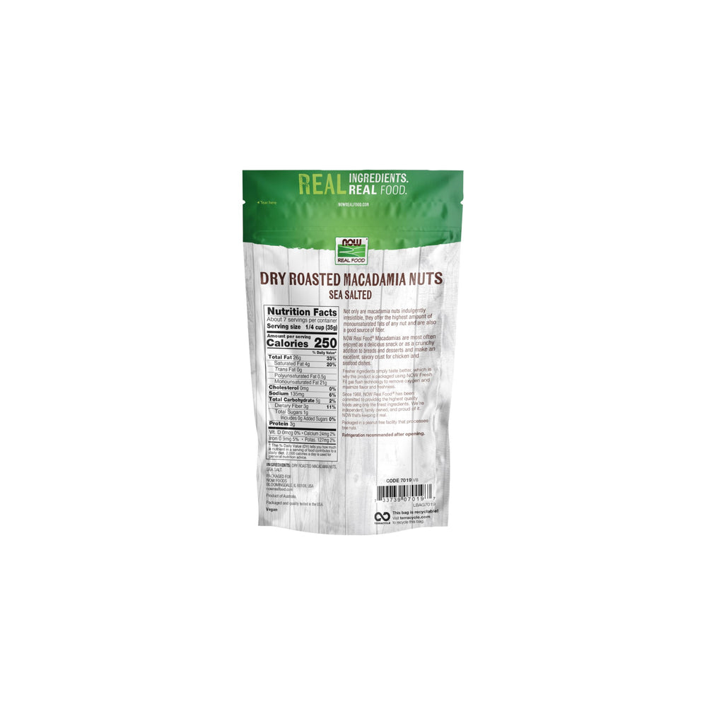 NOW Foods Macadamia nuts serving bowl for on-the-go snacking.