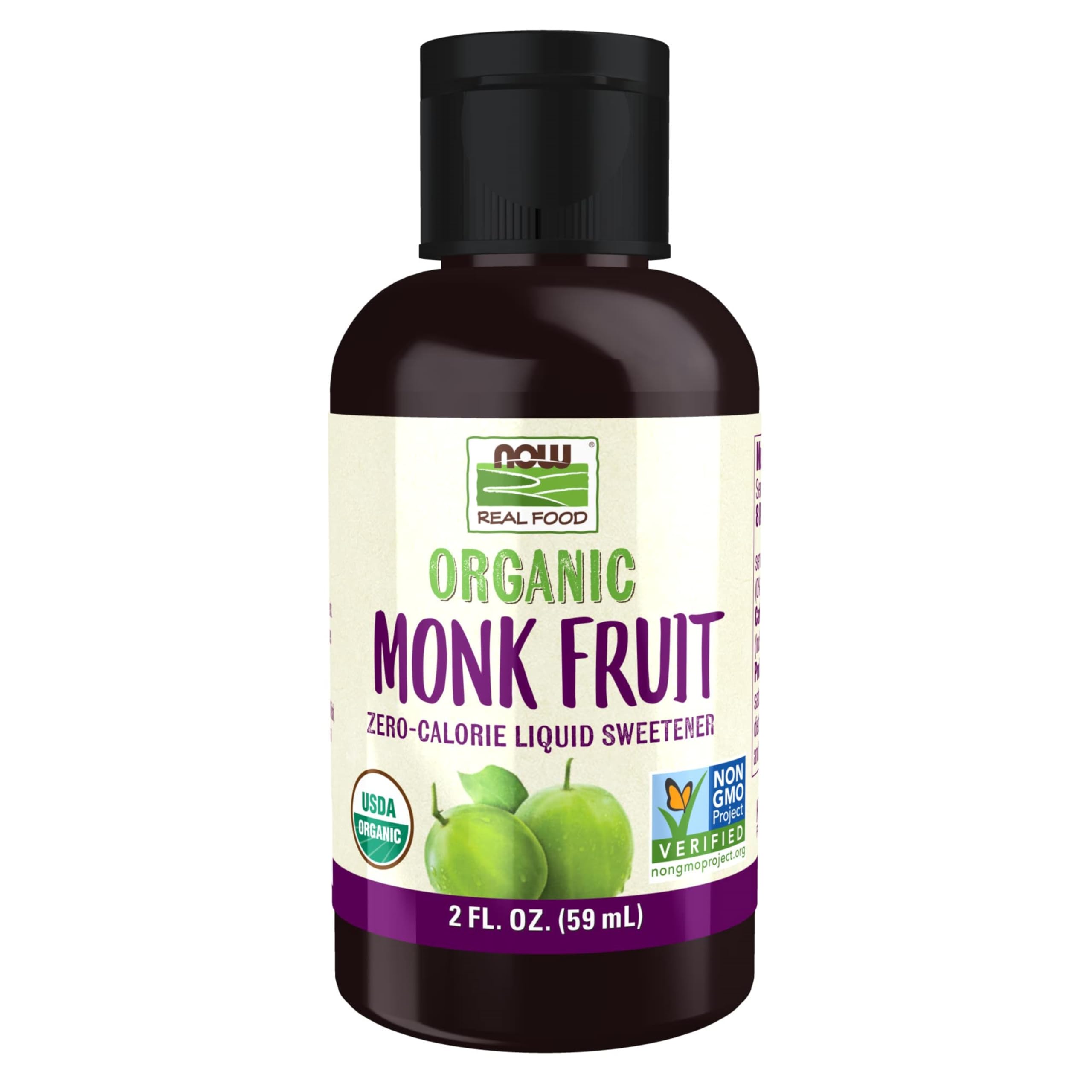 NOW Foods Monk Fruit Liquid bottle for zero-calorie sweetening in beverages