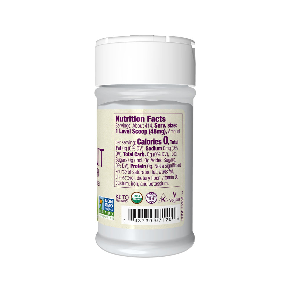 NOW Foods monk fruit powder with serving scoop for precise sweetness