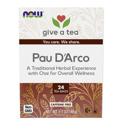 NOW Foods Pau D'Arco Tea bag shows unbleached bags for a natural herbal brew