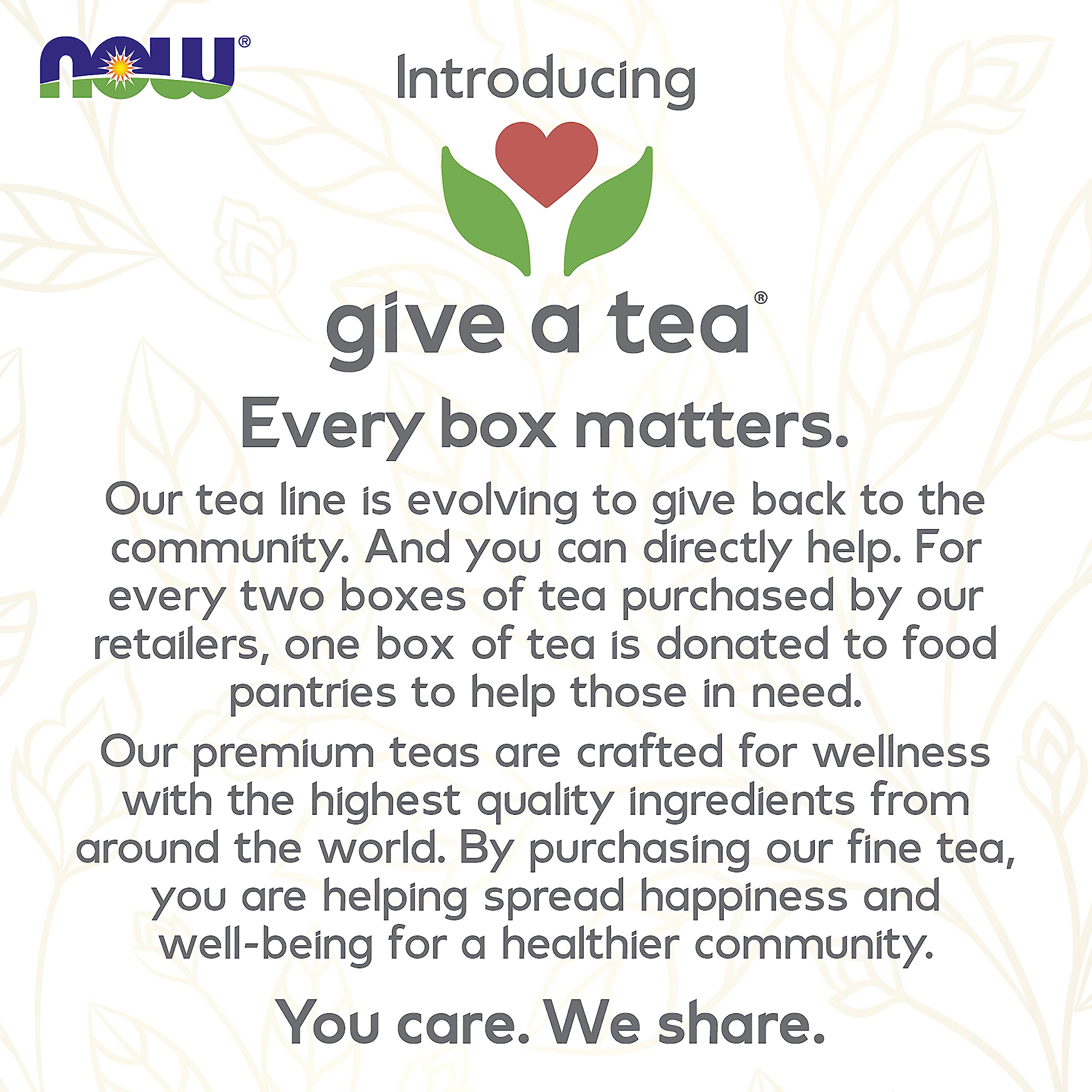 NOW Foods Pau D'Arco Tea label highlights natural ingredients and heritage