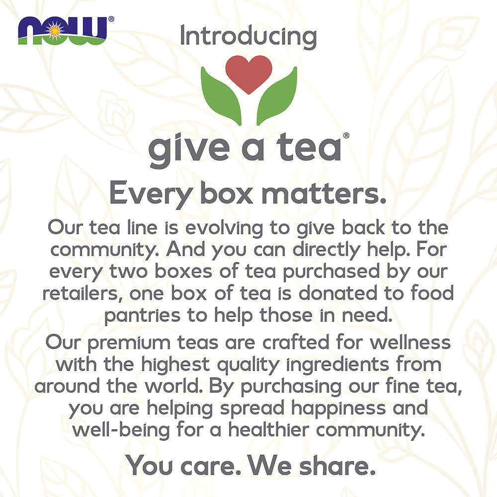 NOW Foods Pau D'Arco Tea label highlights natural ingredients and heritage