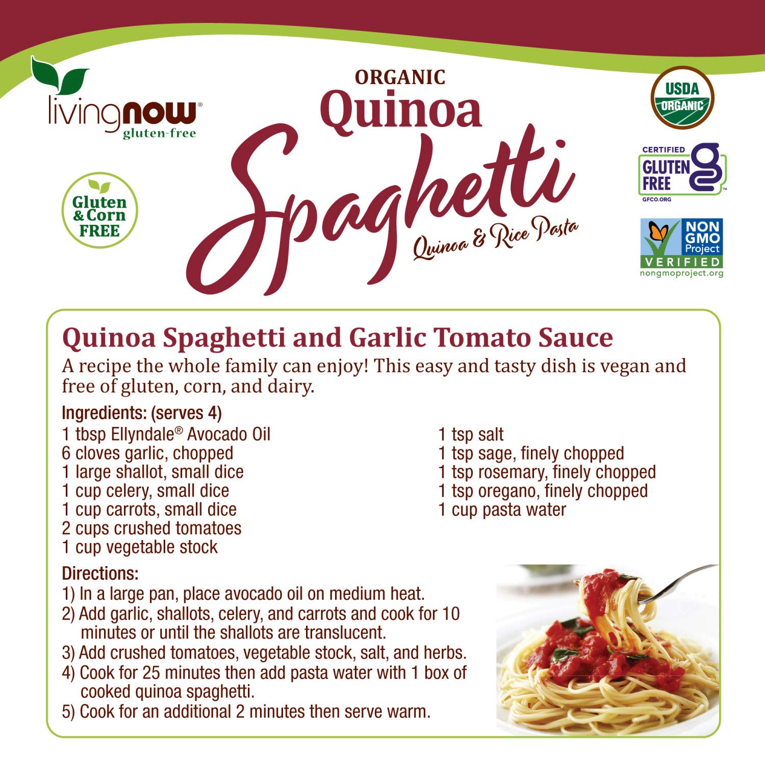 NOW Foods Quinoa Spaghetti cooking in pot shows al dente texture