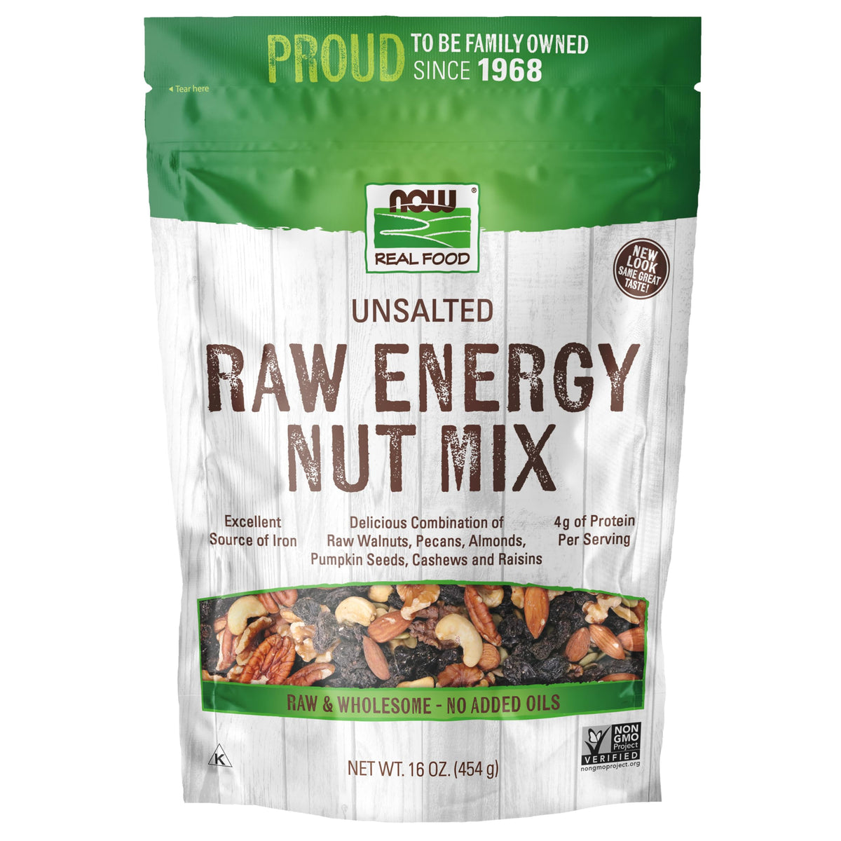 NOW Foods Raw Energy Nut Mix with raisins, a portable iron source for quick snacking