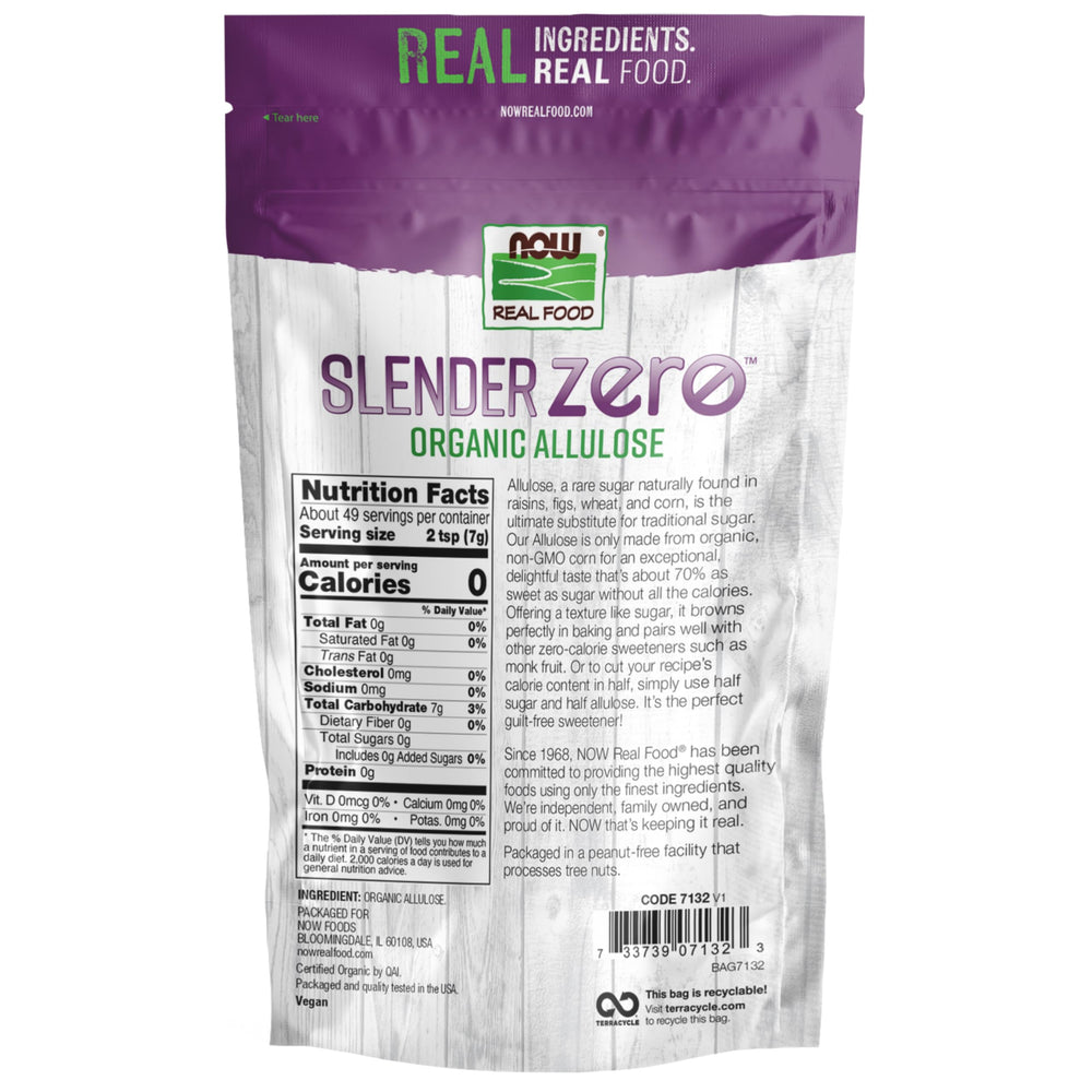 NOW Foods Slender Zero baking sugar substitute in a bowl for recipes.