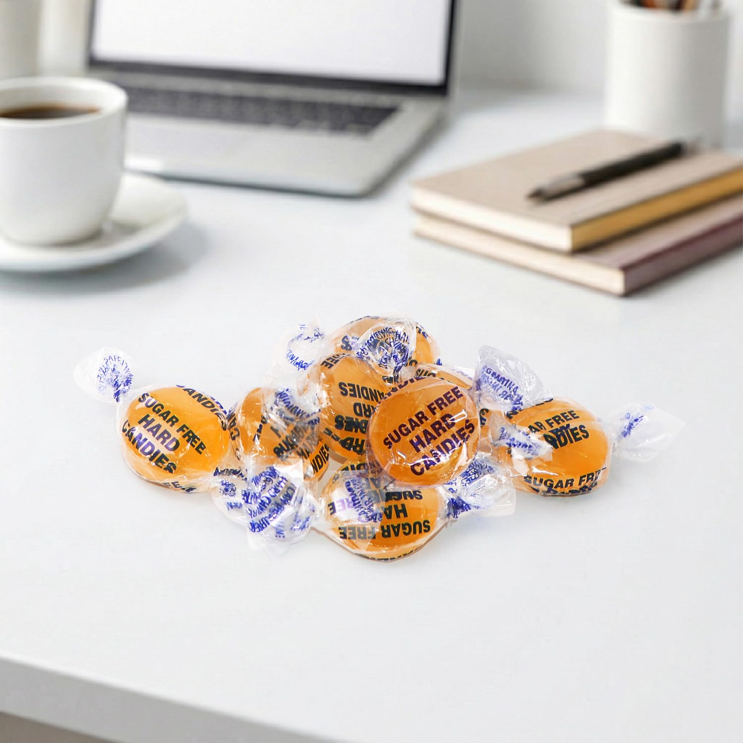 NOWDIET keto-friendly sugar-free butterscotch candy on a shelf