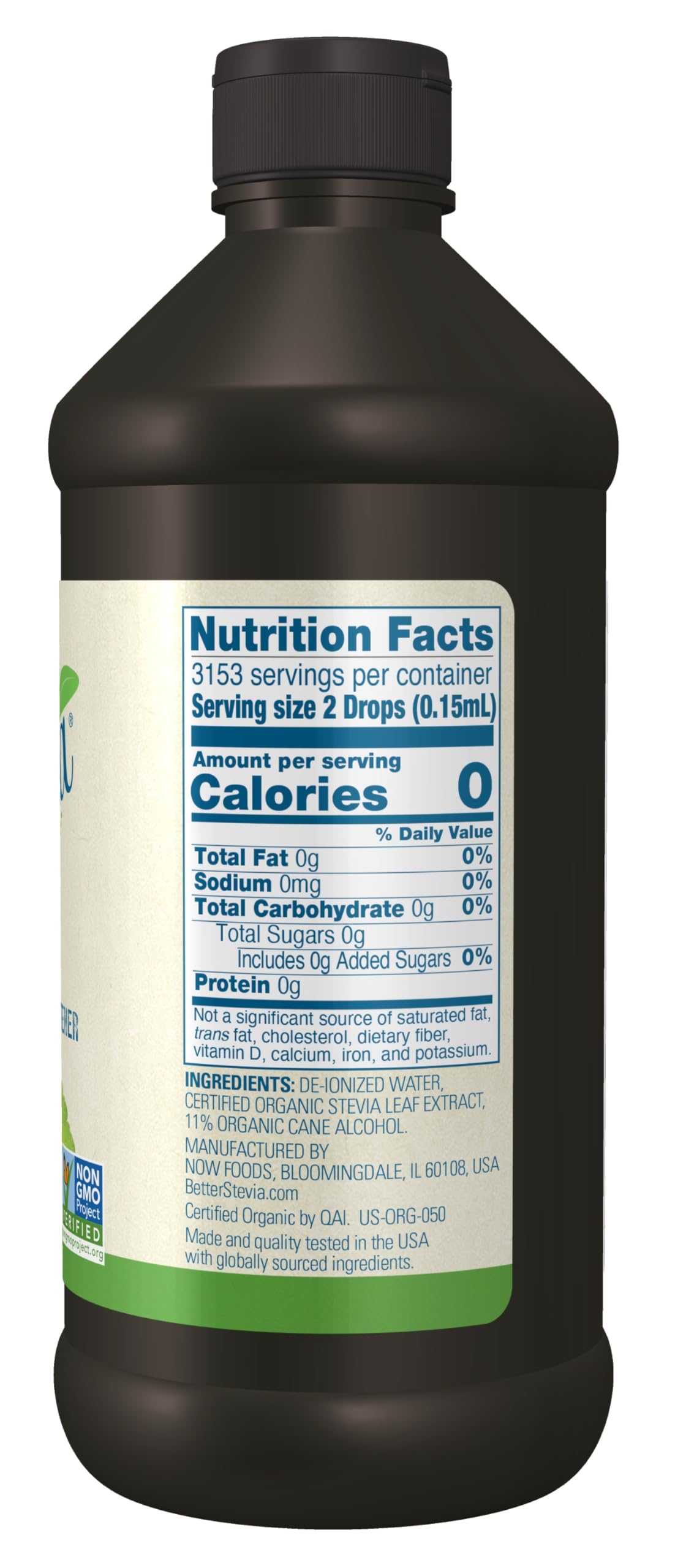 NOW Foods BetterStevia liquid sweetener pour showing easy dosage for drinks