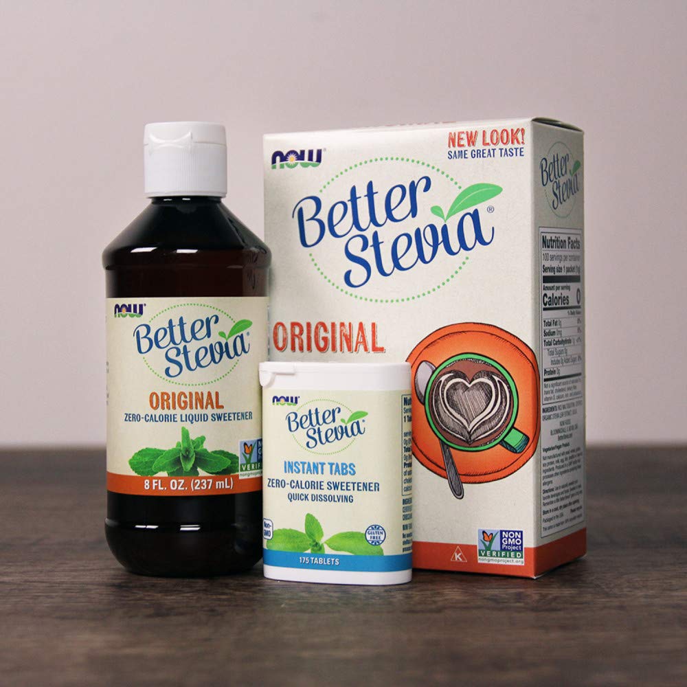 NOW Foods BetterStevia USDA Organic label emphasizing non-GMO, organic certification