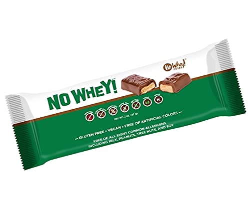No Whey! Foods caramel core bar showing gooey center and smooth chocolate