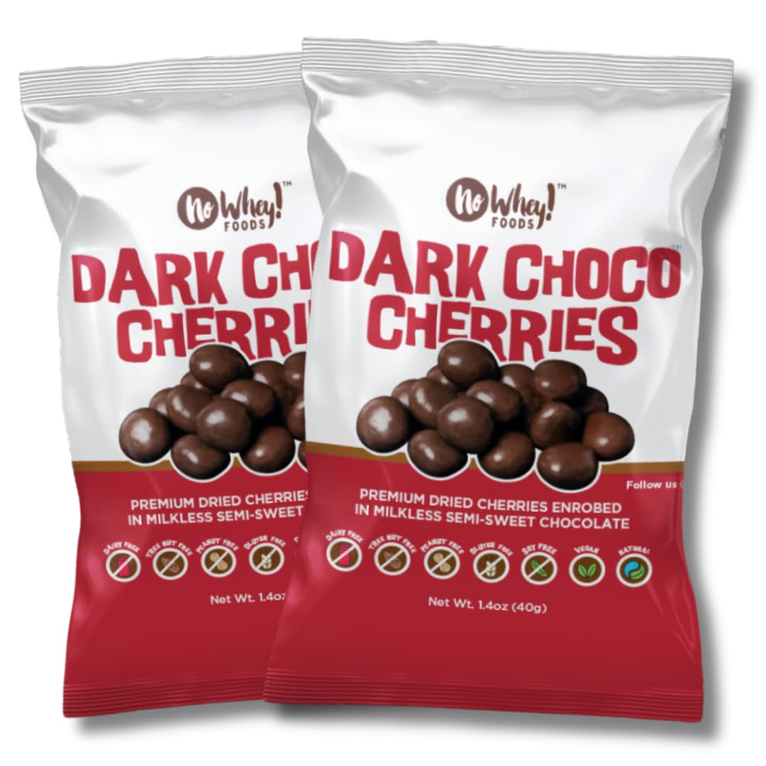 No Whey! Foods Chocolate Cherries 2 Pack on display, vegan and allergy-friendly.