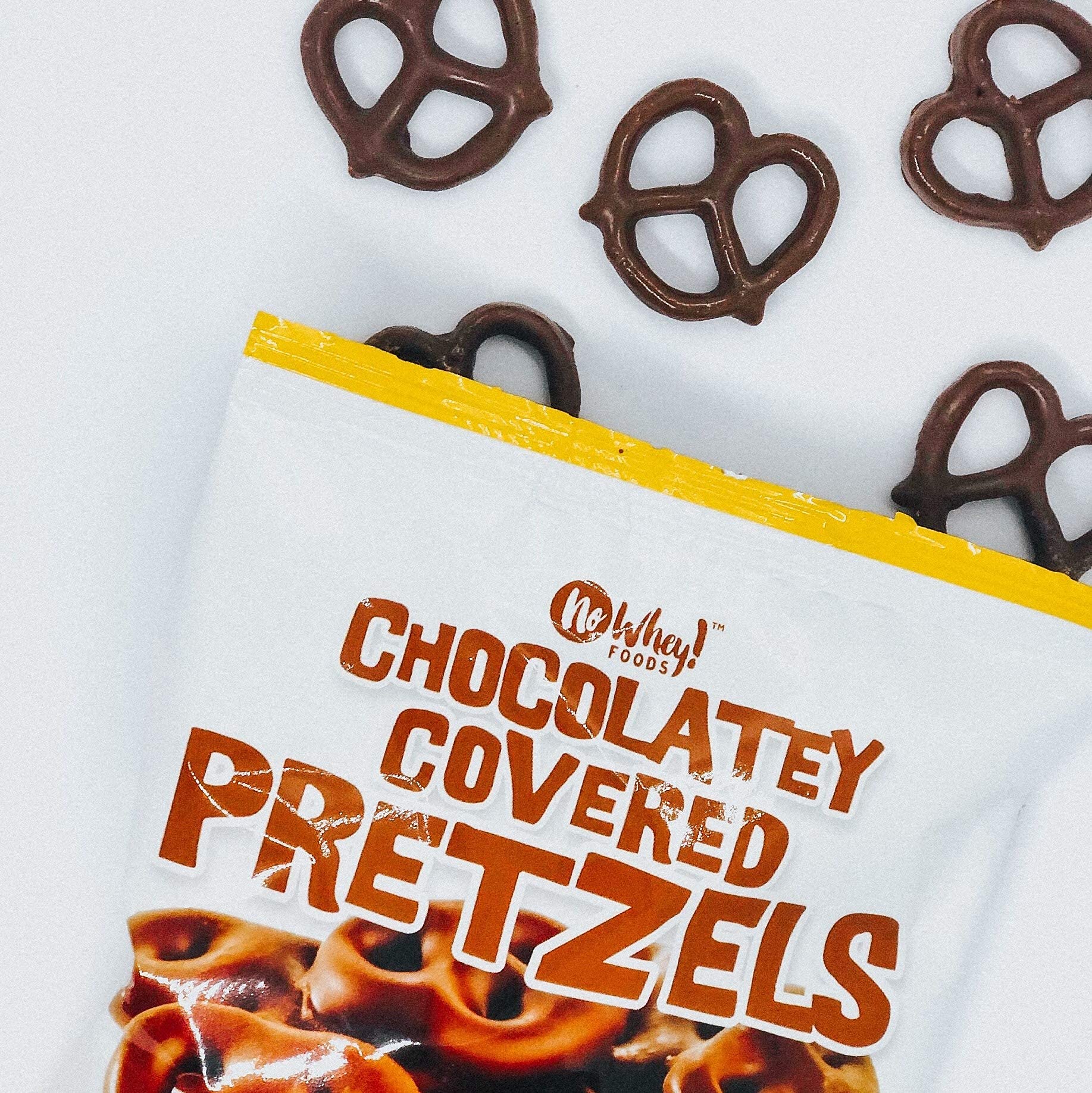 No Whey! Foods chocolatey pretzels stack, ideal for sharing